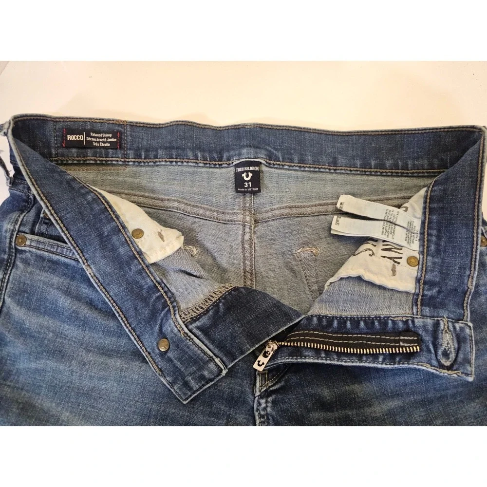 True Religion Rocco Moto Rocker Jeans Men Dark‎ Wash Slim Fit Size 31